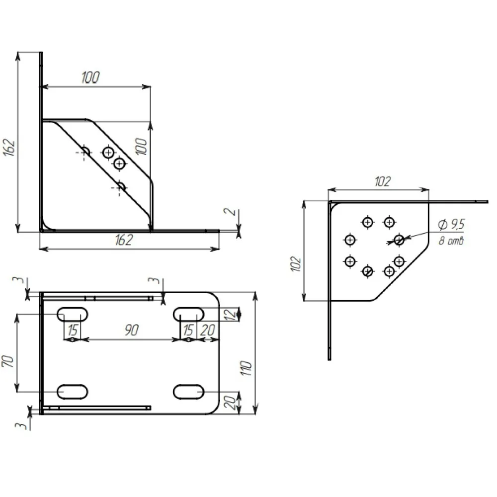 Rysunek techniczny – Kątownik do łóżka