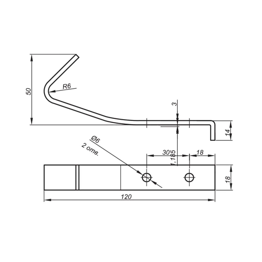 Rysunek techniczny – Zaczep meblowy