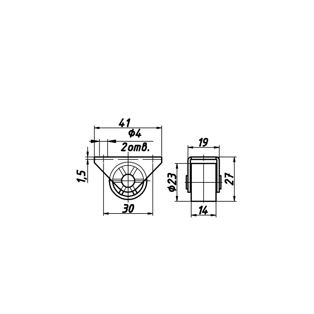 Technical drawing – Castor for case furniture