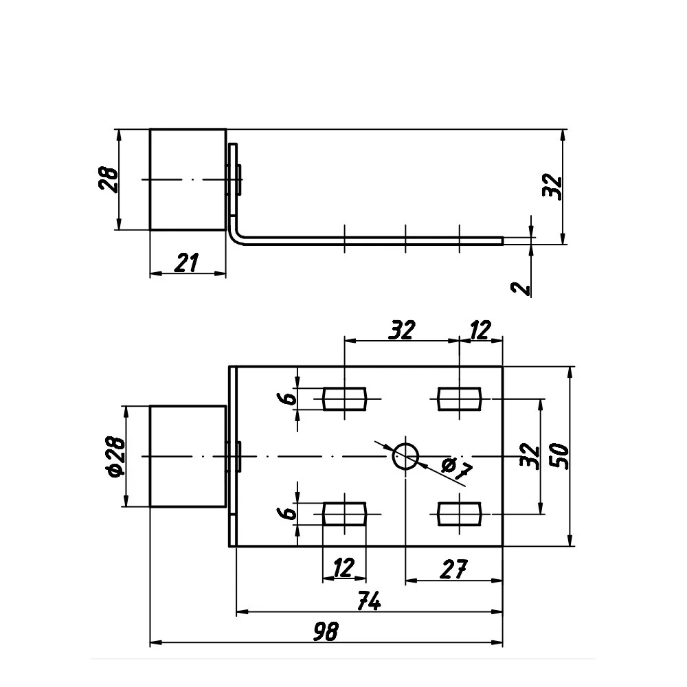 Technical drawing – Furniture castor for pull-out units