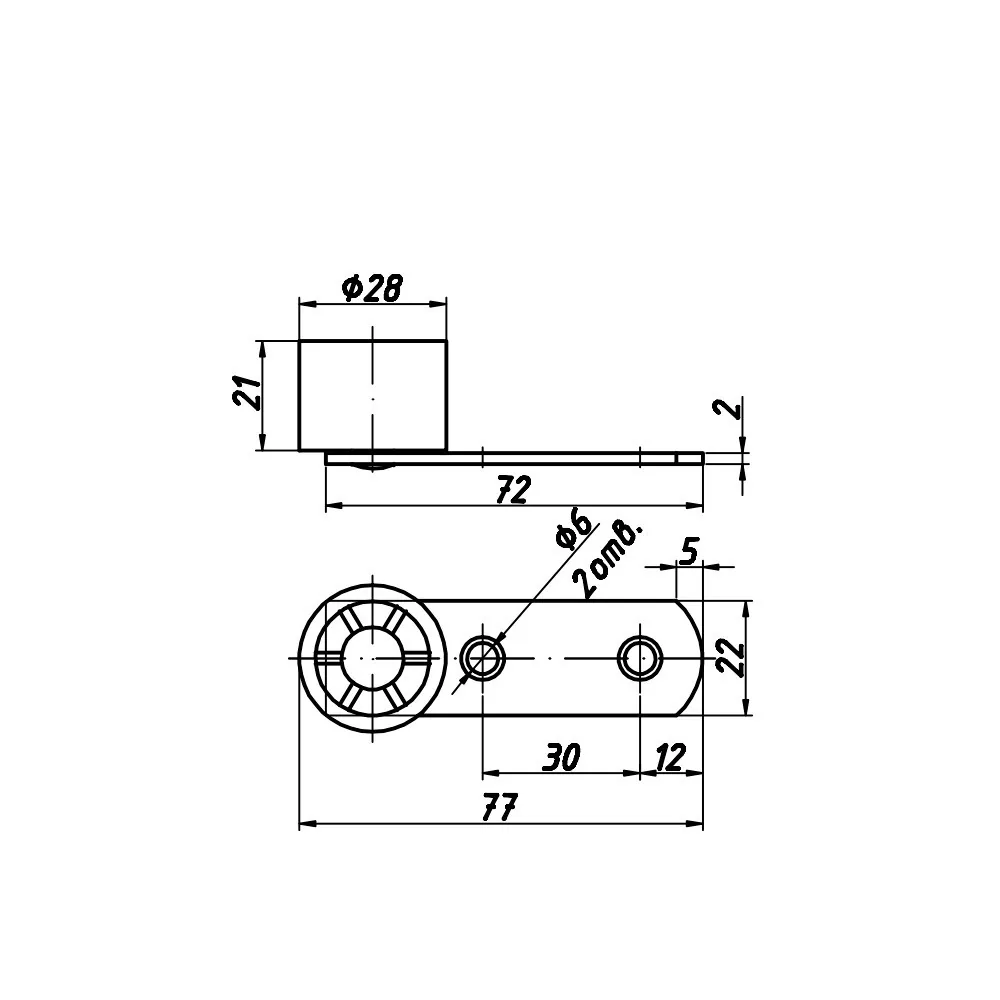 Technical drawing – Furniture castor for pull-out units