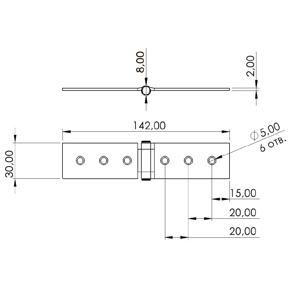 Rysunek techniczny – Zawias meblowy