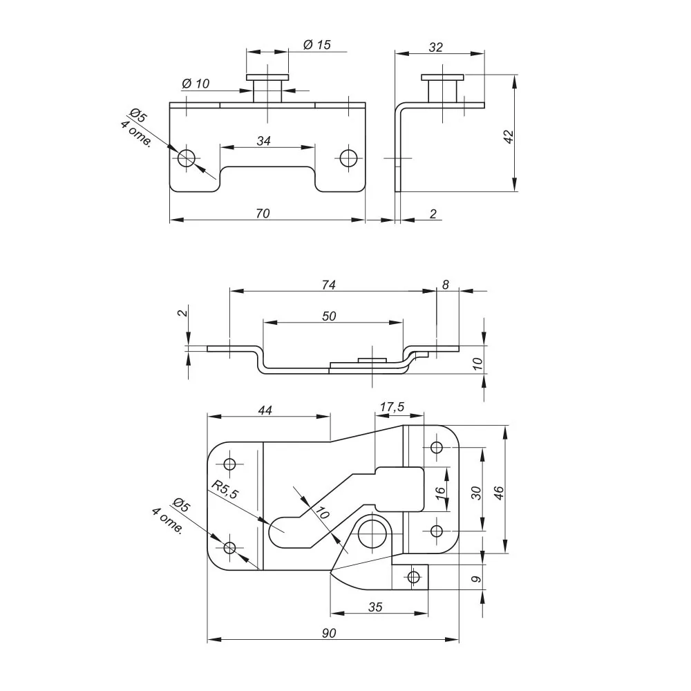 Rysunek techniczny – Przegub meblowy