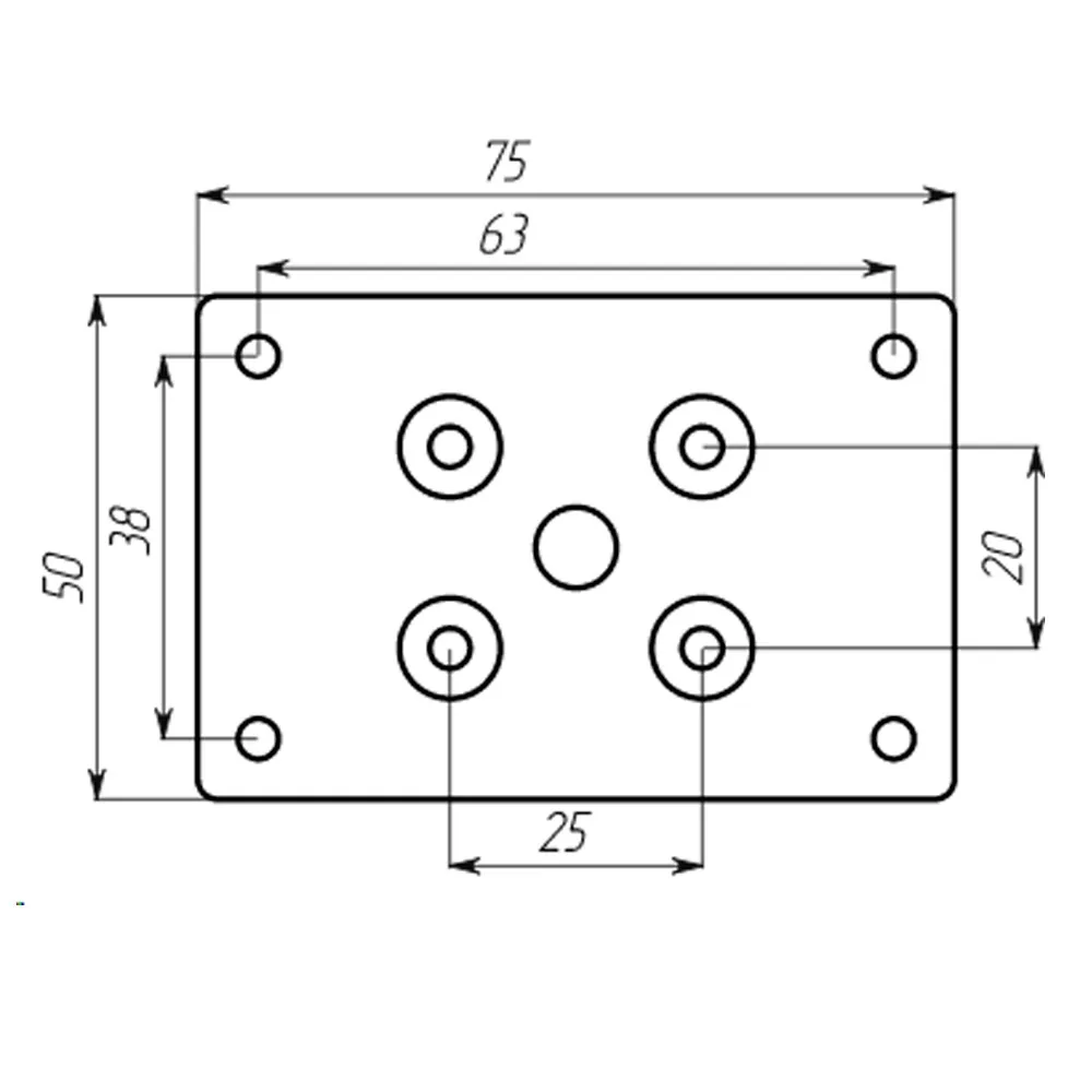 Mounting plate, 75 × 50 × 2