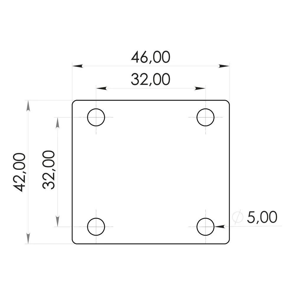 Technical drawing – Mounting plate, 42 × 46