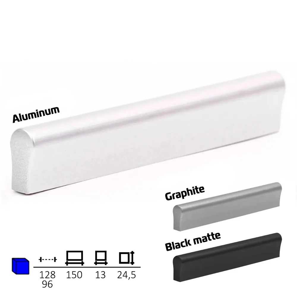 Plastic furniture handle, 96 / 128 mm centres