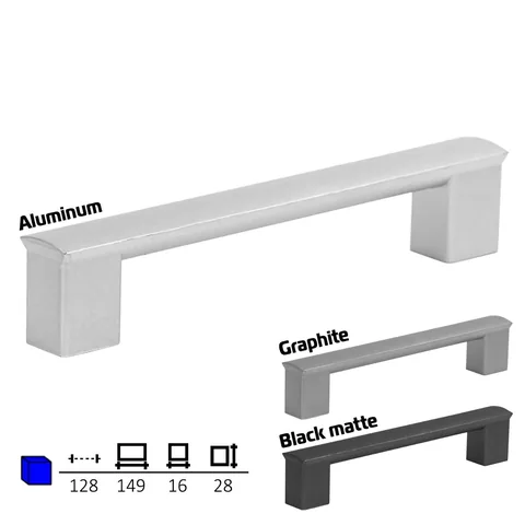 Plastic furniture handle, 128 mm centres