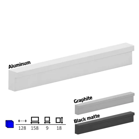 Plastic furniture handle, 128 mm centres
