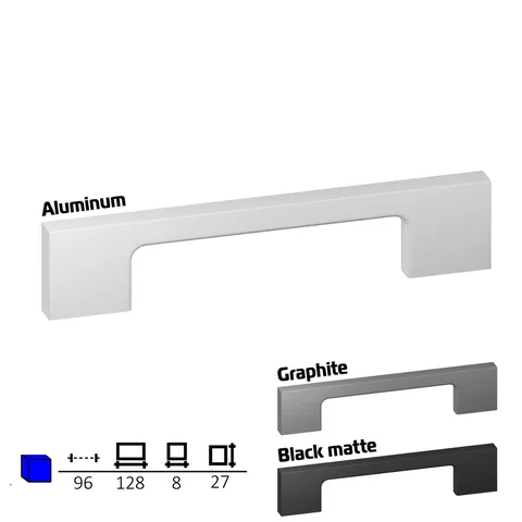 Plastic furniture handle, 96 mm centres