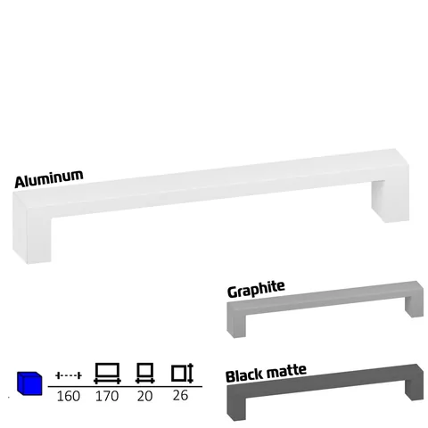Plastic furniture handle, 160 mm centres