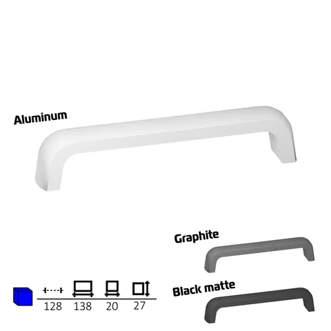 Plastic furniture handle, 128 mm centres
