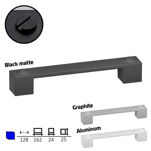 Plastic furniture handle, 128 mm centres