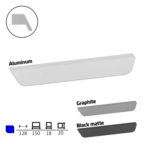 Plastic furniture handle, 128 mm centres