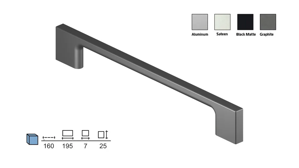 Metal furniture handle, 160 mm centres