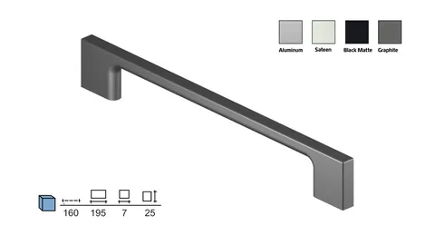 Metal furniture handle, 160 mm centres