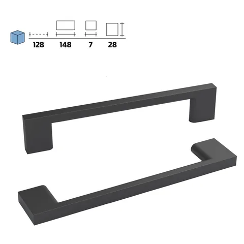 Metal furniture handle, 128 mm centres