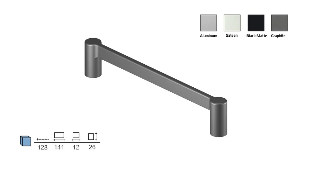 Metal furniture handle, 128 mm centres
