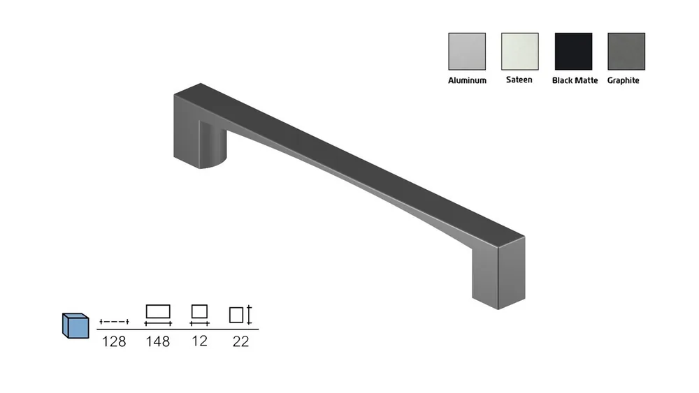 Metal furniture handle, 128 mm centres