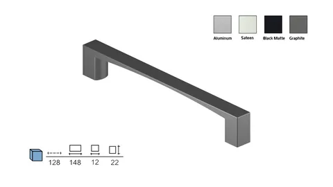 Metal furniture handle, 128 mm centres