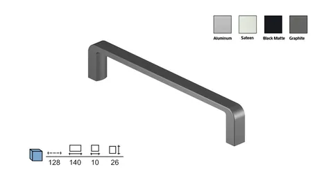 Metal furniture handle, 128 mm centres