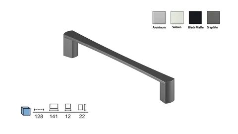 Metal furniture handle, 128 mm centres