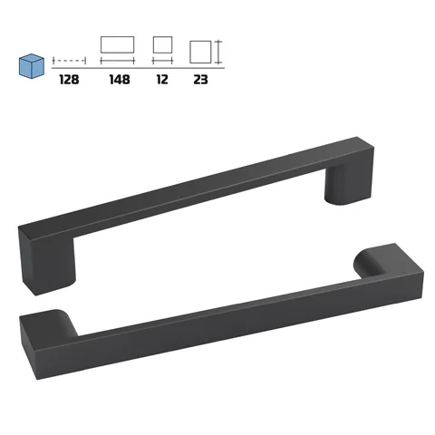 Plastic furniture handle, 128 mm centres