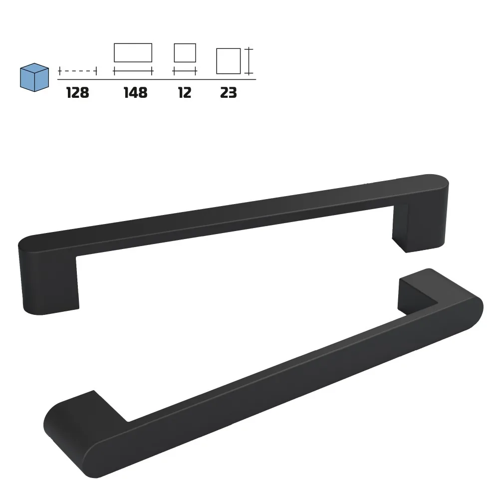 Plastic furniture handle, 128 mm centres