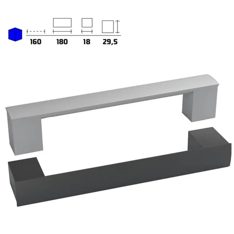 Plastic furniture handle, 160 mm centres