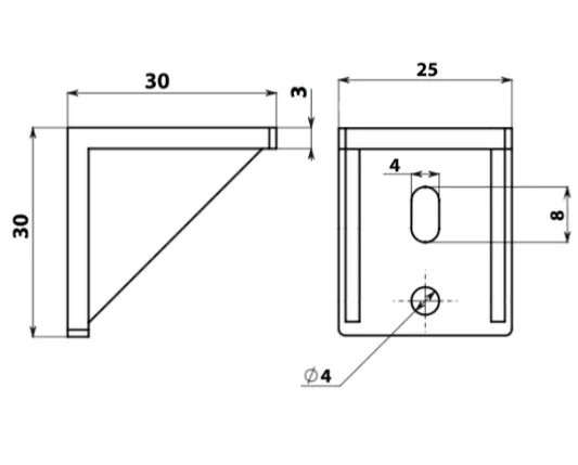 Technical drawing – Plastic mounting angle