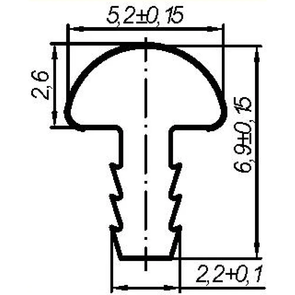 Technical drawing – Push-in decorative profile, 5 × 2.6