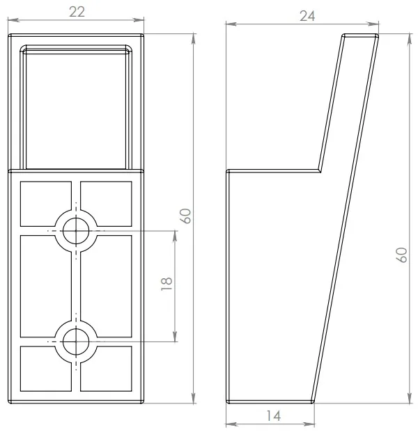 Rysunek techniczny – Haczyk meblowy z tworzywa