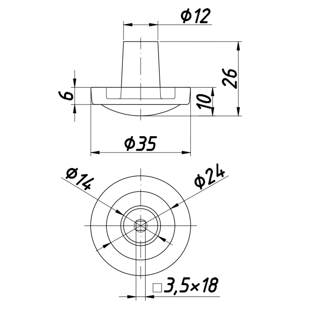 Technical drawing – Plastic furniture knob