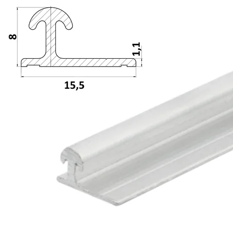 Aluminium track for sliding wardrobes