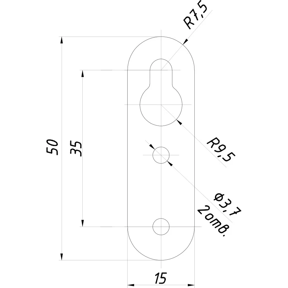 Technical drawing – Metal wardrobe fitting