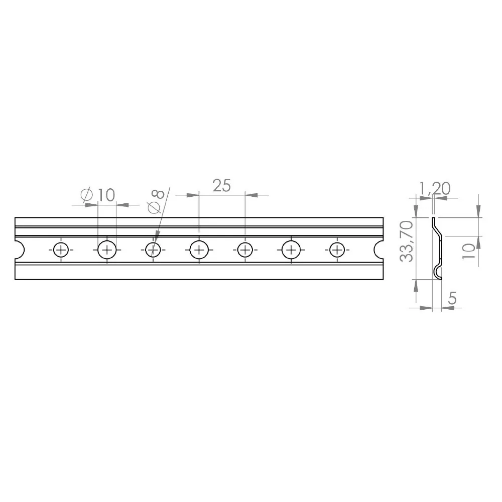 Technical drawing – Mounting rail