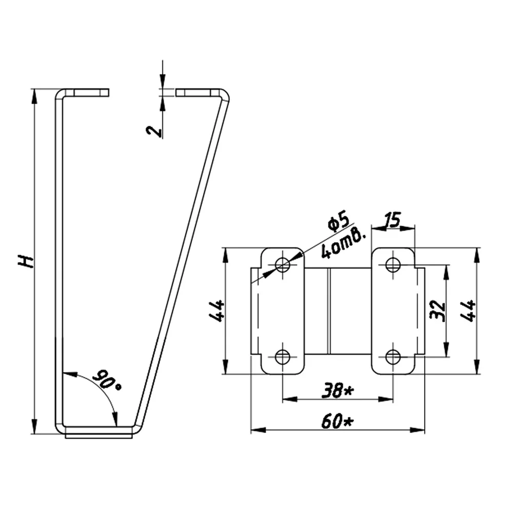 Rysunek techniczny – Noga meblowa metalowa