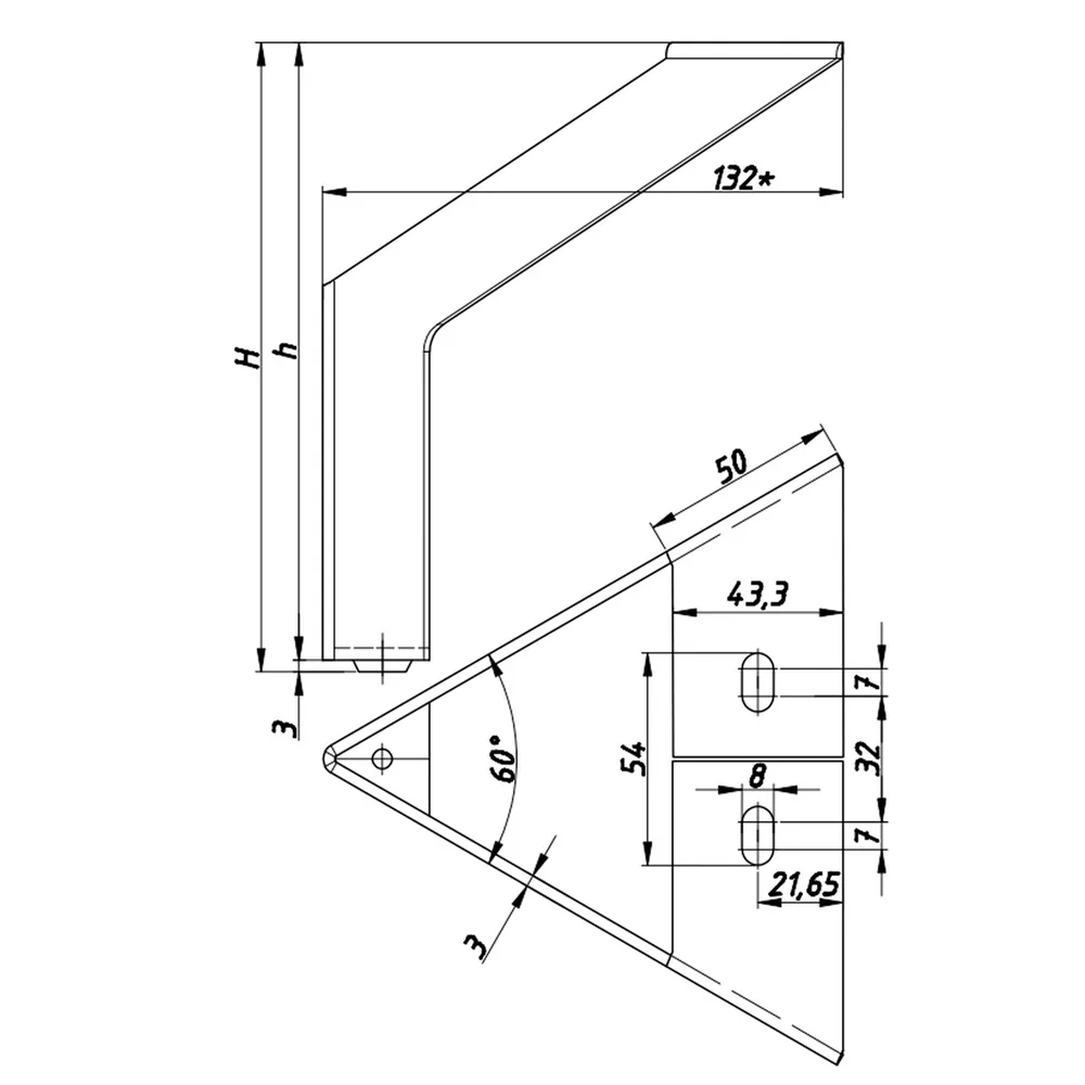 Rysunek techniczny – Noga meblowa metalowa