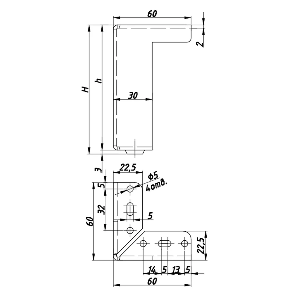 Rysunek techniczny – Noga meblowa metalowa