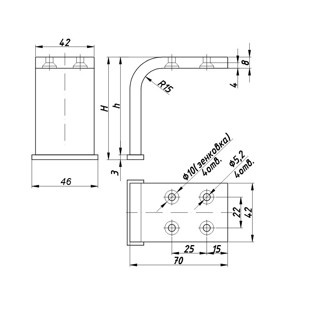 Rysunek techniczny – Noga meblowa metalowa