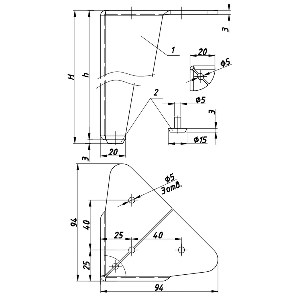 Rysunek techniczny – Noga meblowa metalowa