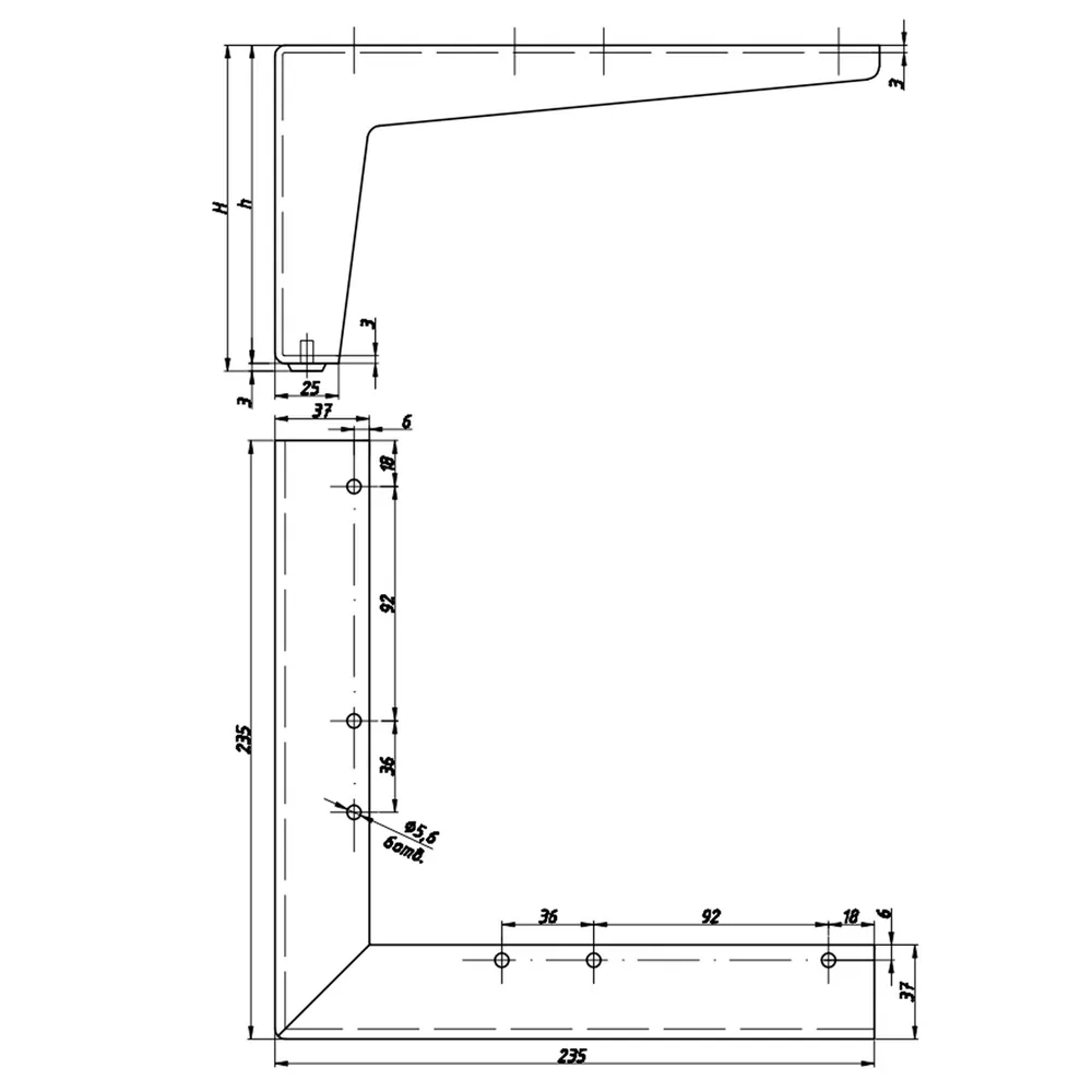 Technical drawing – Metal furniture leg