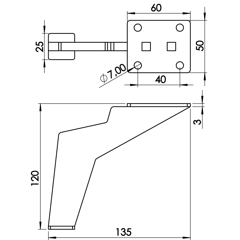 Technical drawing – Metal furniture leg
