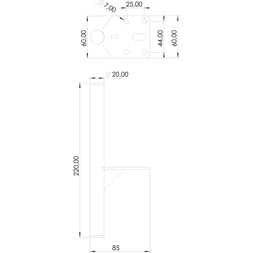 Technical drawing – Metal furniture leg