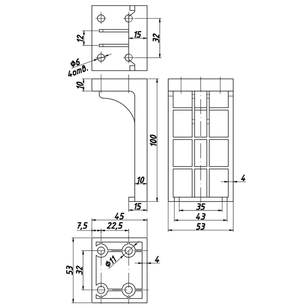 Technical drawing – Plastic furniture leg