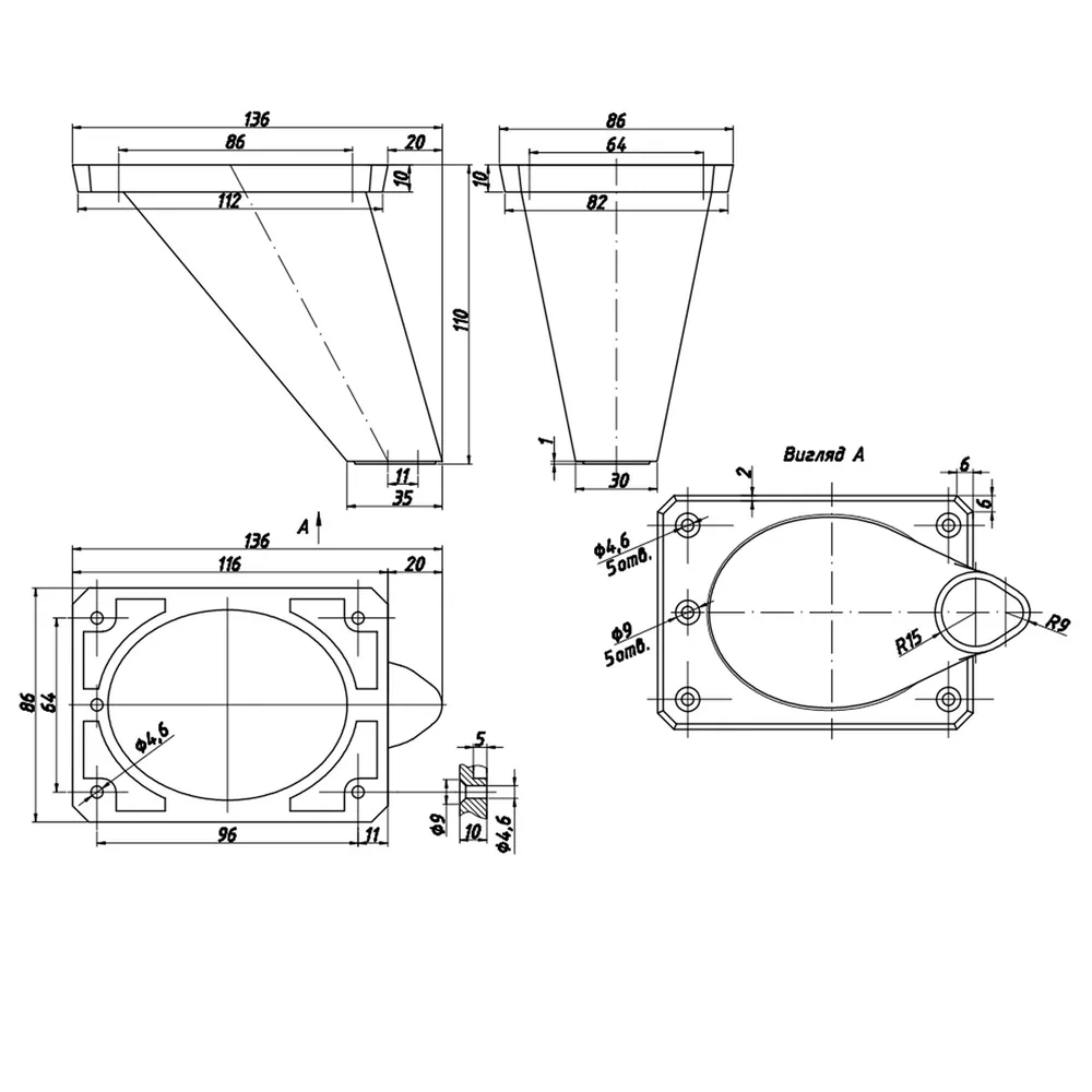 Technical drawing – Plastic furniture leg
