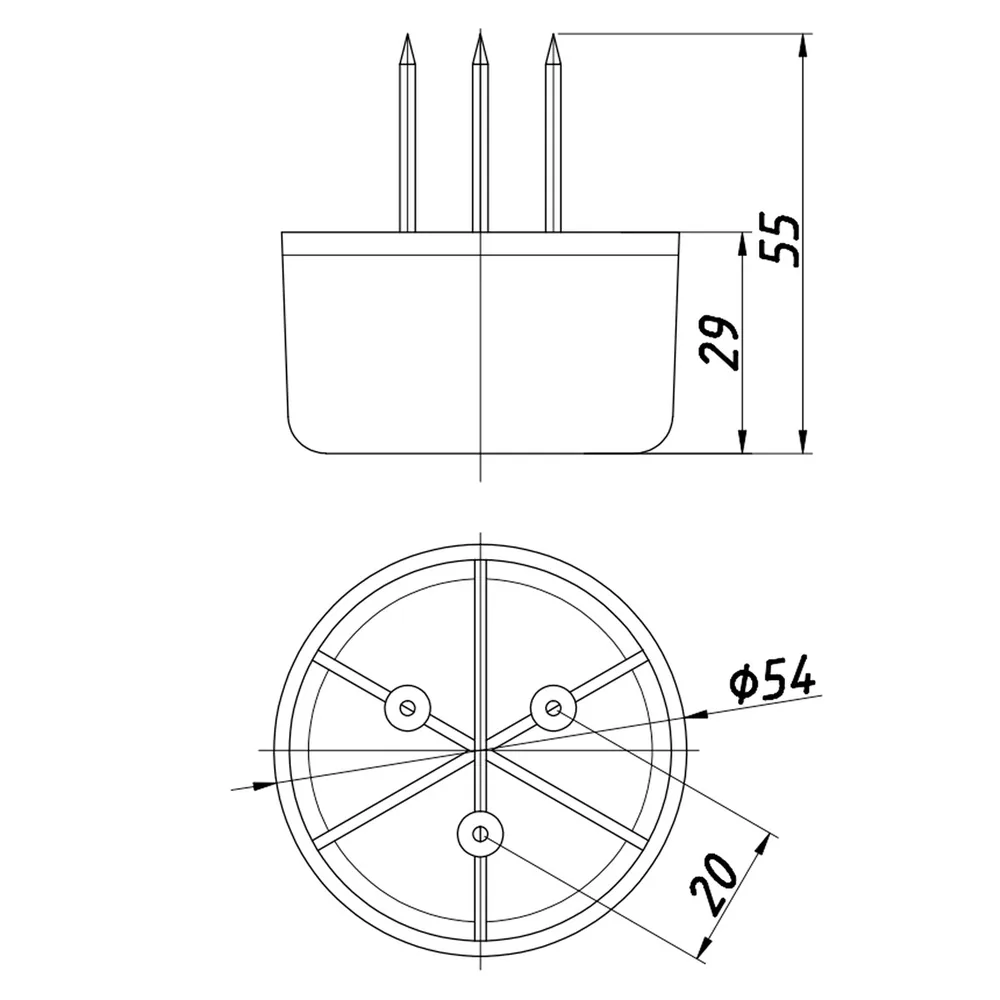 Rysunek techniczny – Stopka meblowa z tworzywa, Ø50, h 30