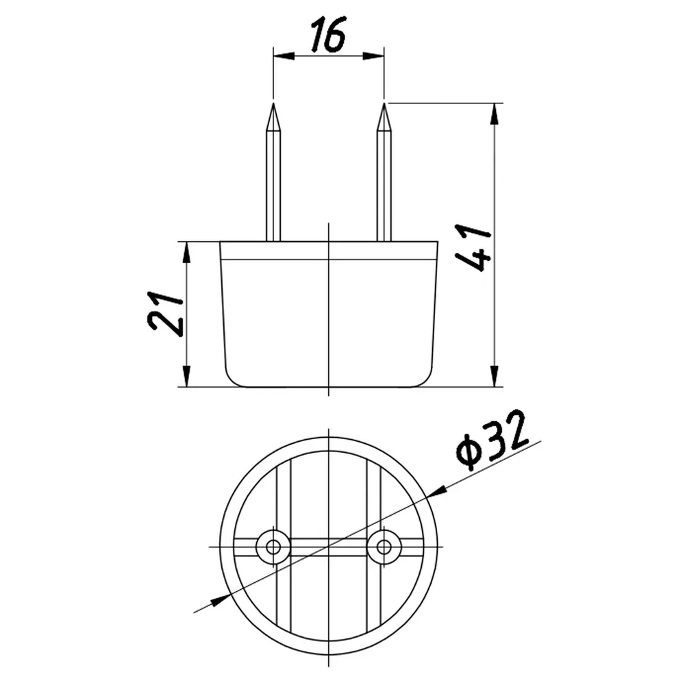 Technical drawing – Plastic furniture foot, Ø30, H 20