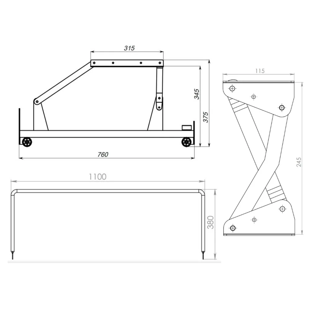 Rysunek techniczny – Mechanizm transformacji sofy
