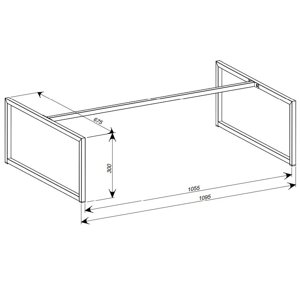 Technical drawing – Knock-down frame support, 20 × 20 profile